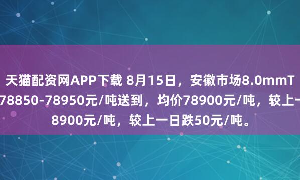 天猫配资网APP下载 8月15日，安徽市场8.0mmT3低氧铜杆报价78850-78950元/吨送到，均价78900元/吨，较上一日跌50元/吨。