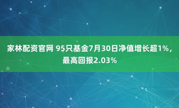 家林配资官网 95只基金7月30日净值增长超1%，最高回报2.03%