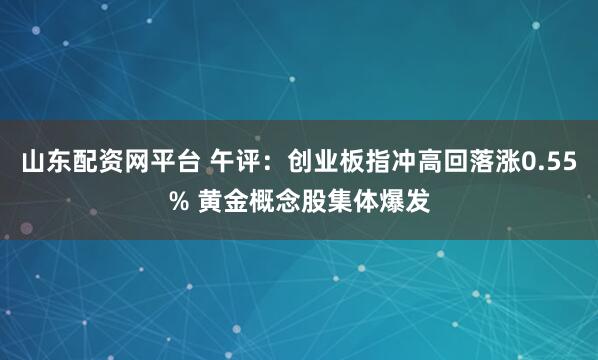 山东配资网平台 午评：创业板指冲高回落涨0.55% 黄金概念股集体爆发